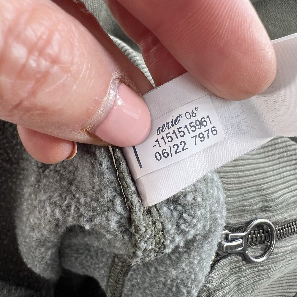 Aerie S Small Corset Fleece Jogger Pants Zipper Front Nomad Oliver Green Relaxed - Picture 10 of 14